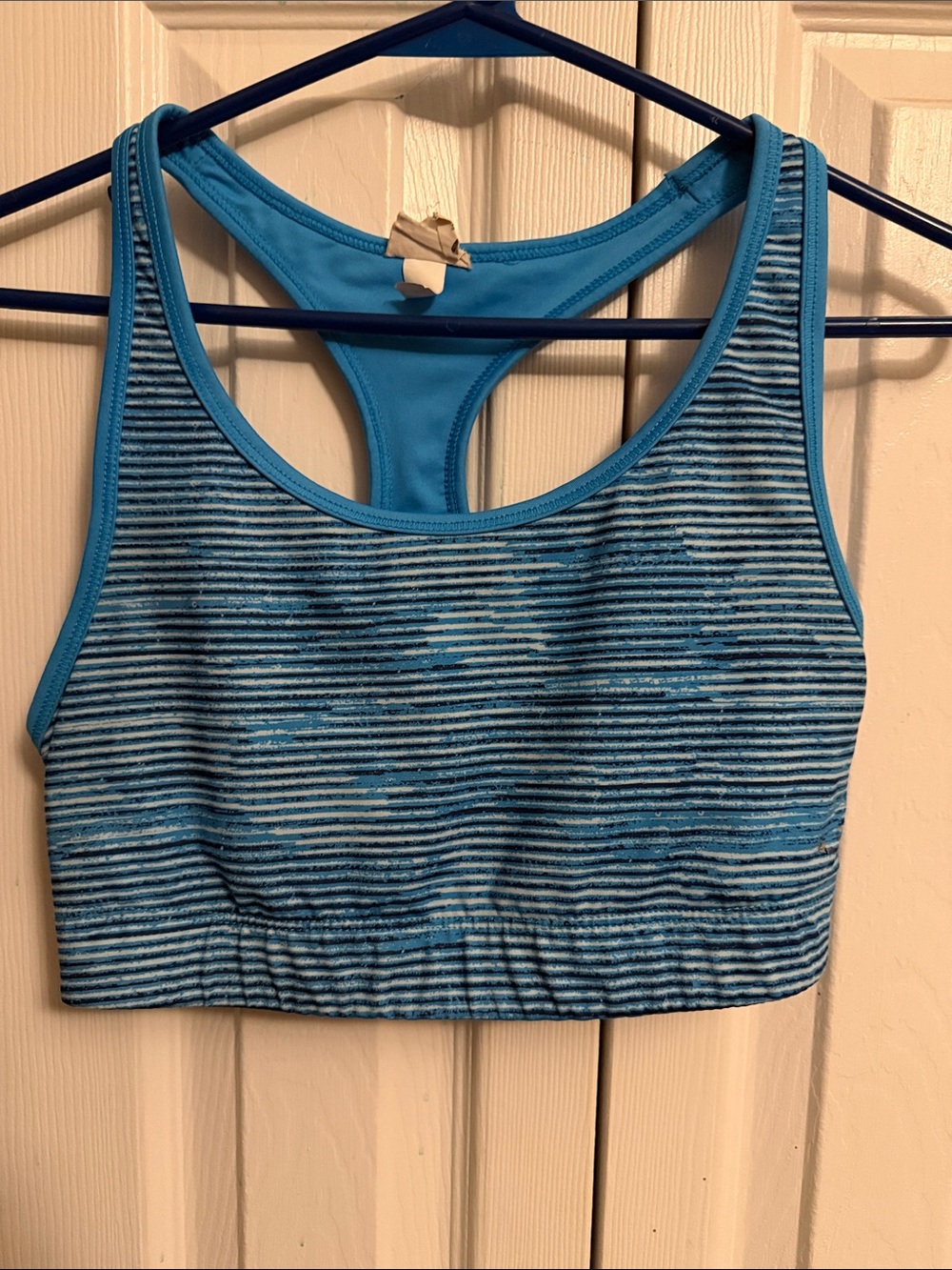 Champion Blue Striped Racerback Sports Bra